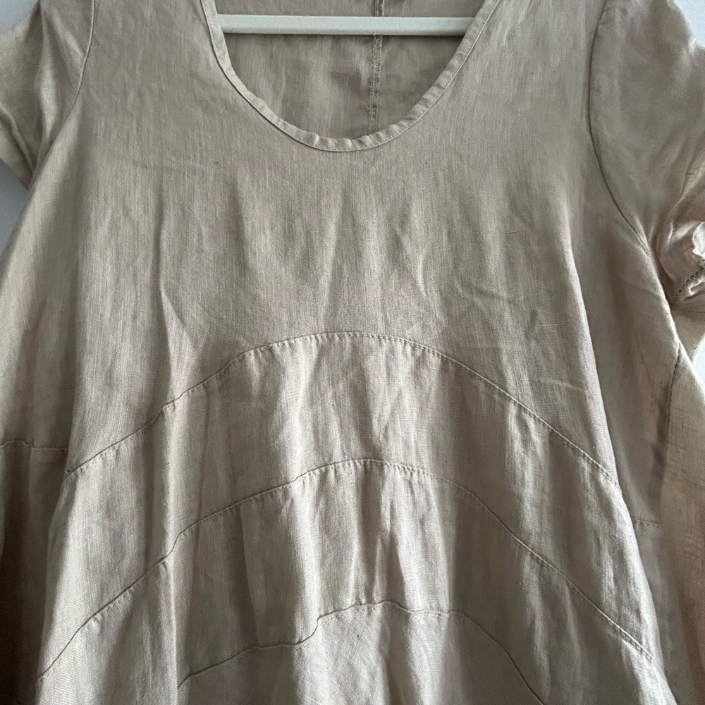 Elegant Beige Linen Women's Top/Dress - Picture 2 of 6